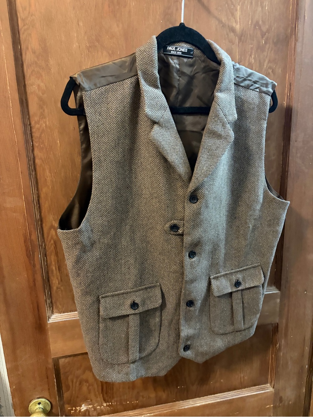 Paul Jones Brown Herringbone Men’s Wool Blend Vest